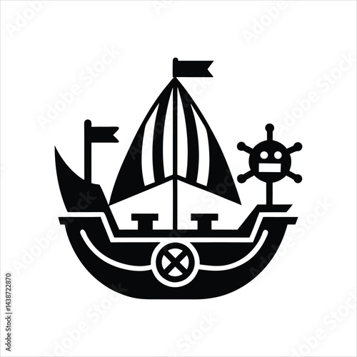 Carnival Pirate Ship Attraction Silhouette Vector Art