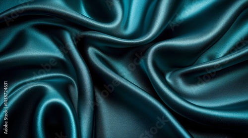 Wallpaper Mural Teal Silk Fabric with Waves and Folds Torontodigital.ca