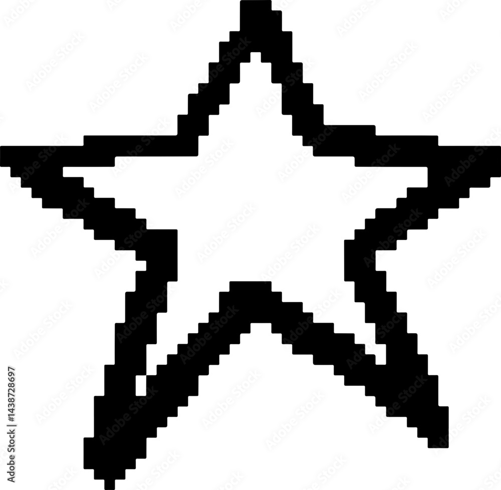 Fototapeta premium Pixel Five-Point Star Icon for Celestial and Retro Art