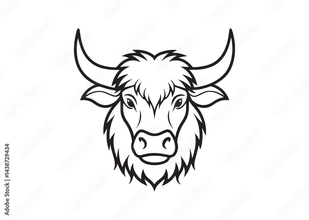 Fototapeta premium Yak Head icon, Yak Head silhouette Vector