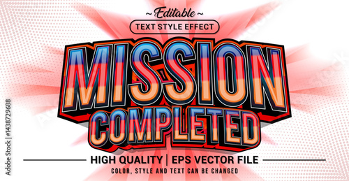 Bild auf Leinwand Editable text style effect - Mission Completed text style theme