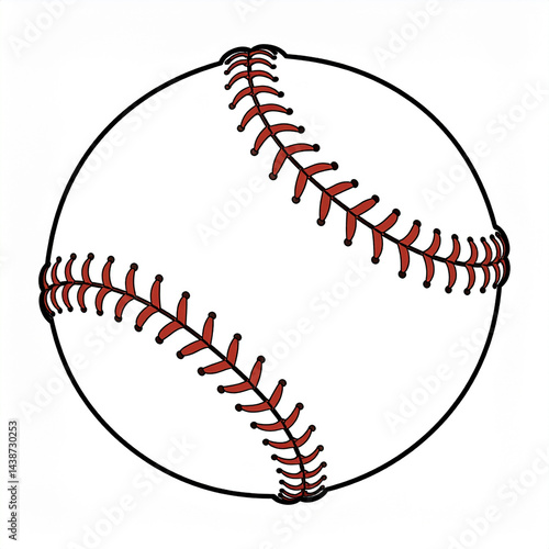 Baseball, simple cartoon illustration. AI