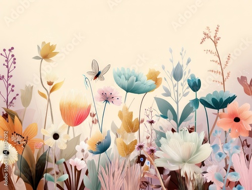 Dreamy Floral Meadow: Soft Pastel Watercolor Painting