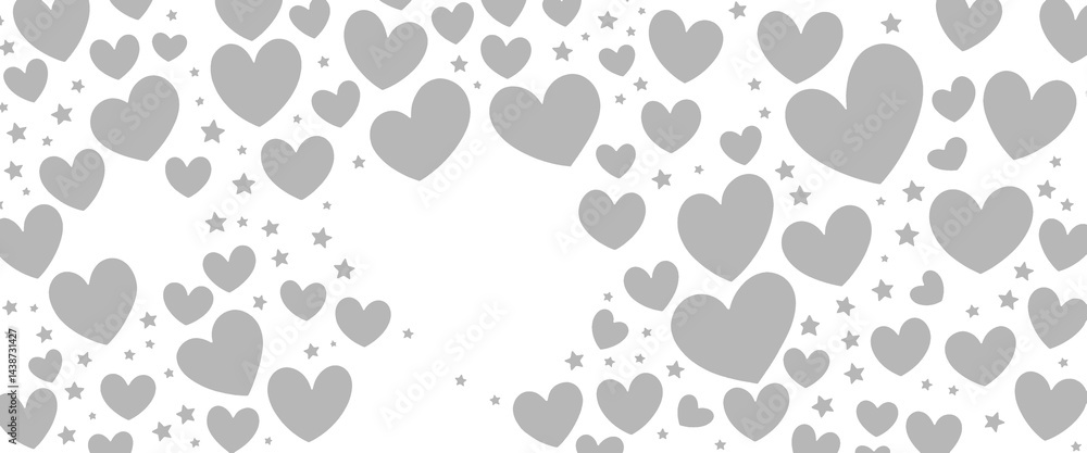 Fototapeta premium random hearts pattern smooth rounded style, isolated