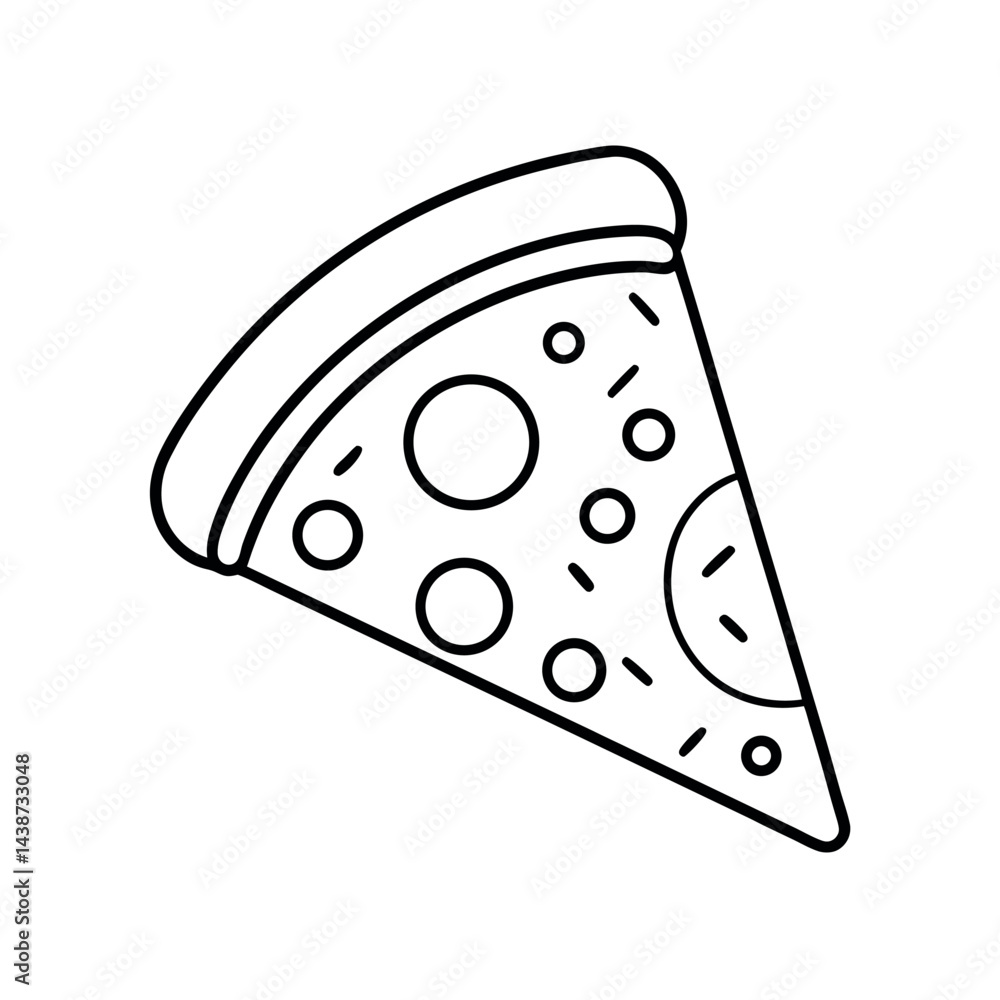outline of a pizza slice with line art vector outline of a pizza slice with line art vector