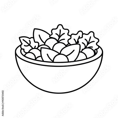 outline of a salad bowl line art vector