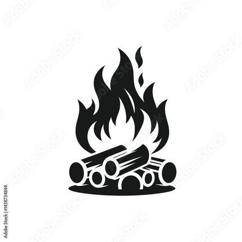 Flame fire silhouette vector style with white background
