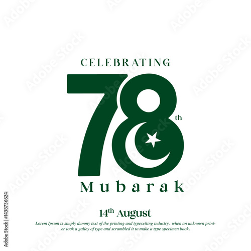 78th year of Pakistan's Independence Day, 14 August vector illustration.