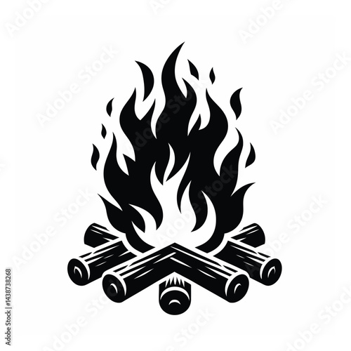 Flame fire silhouette vector style with white background