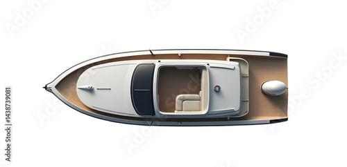 Top view of boat isolated on white background 
