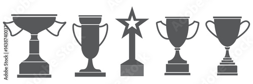 Award & Trophy cup icon set. Winning icons collection. Award symbols collection. Trophy Cup and Winner Medal silhouette Vector