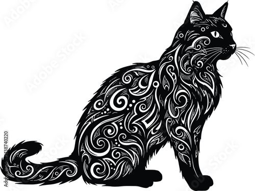 Wallpaper Mural Ornate Tribal Cat Silhouette Torontodigital.ca