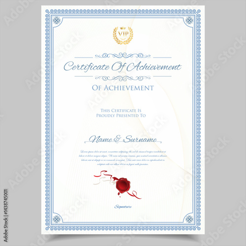 Minimalist certificate or diploma of achievement border template design award stock illustration