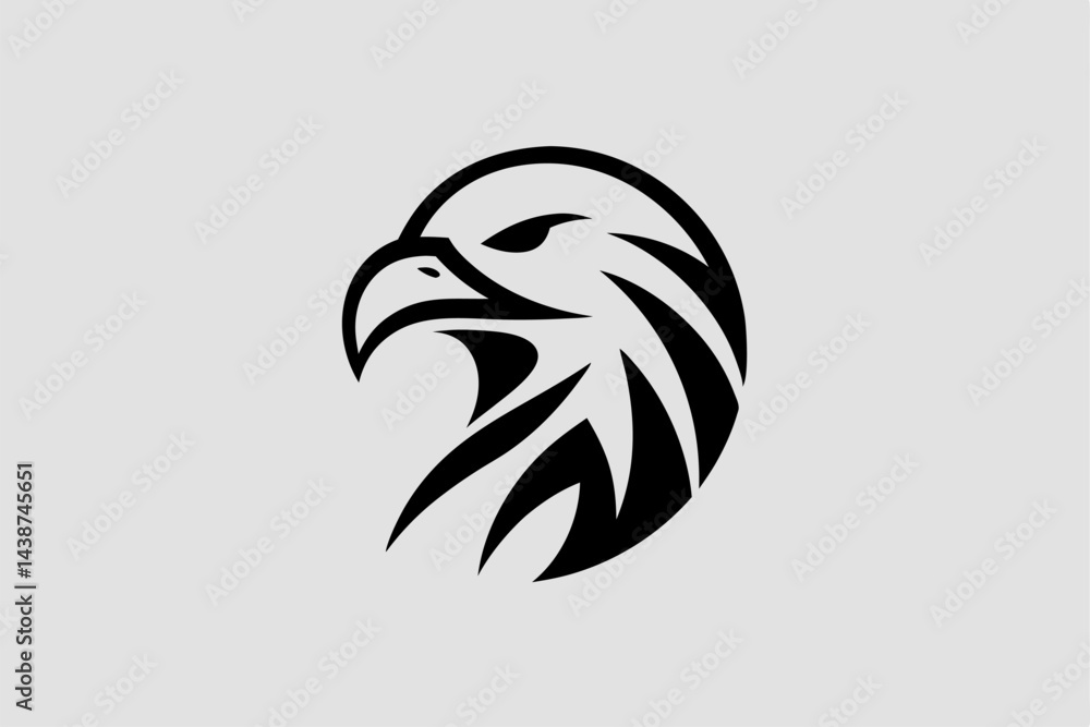 Obraz premium Eagle head vector illustration featuring a cartoon bald eagle, a wild bird symbol, perfect for logo or tattoo design