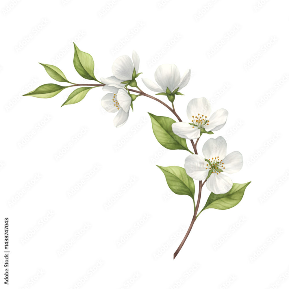 Fototapeta premium Blossoming branch gentle illustration