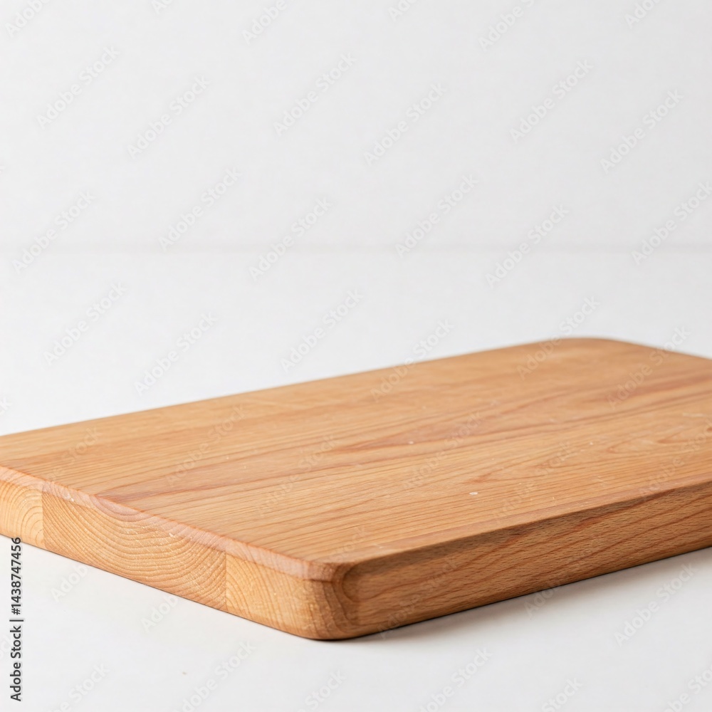 Rectangular beech wood cutting board with rounded edges, isolated on a white background Rectangular beech wood cutting board with rounded edges, isolated on a white background