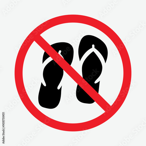 No Slippers Allowed Icon - Proper Footwear Required Safety Sign