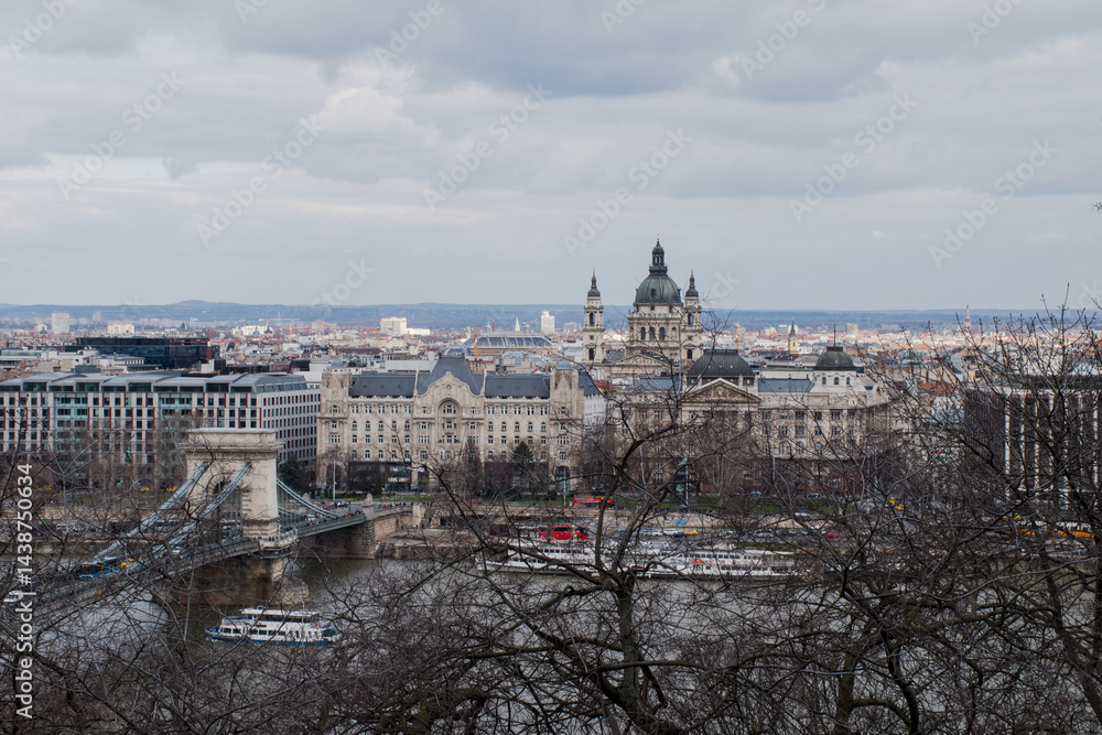 A panoramic view of the city of Budapest in Hungary over the river Danube as seen from Buda Castle. A panoramic view of the city of Budapest in Hungary over the river Danube as seen from Buda Castle.