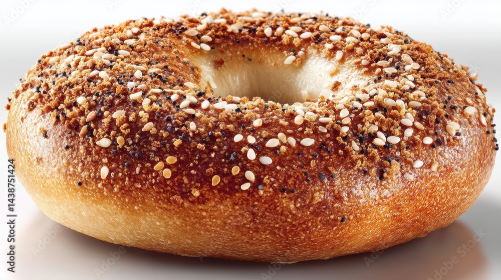 a fresh, golden-brown bagel with a crispy texture and soft interior on a white isolated background, warm and inviting design a fresh, golden-brown bagel with a crispy texture and soft interior on a white isolated background, warm and inviting design