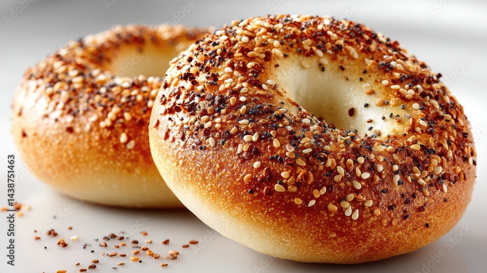 a fresh, golden-brown bagel with a crispy texture and soft interior on a white isolated background, warm and inviting design a fresh, golden-brown bagel with a crispy texture and soft interior on a white isolated background, warm and inviting design