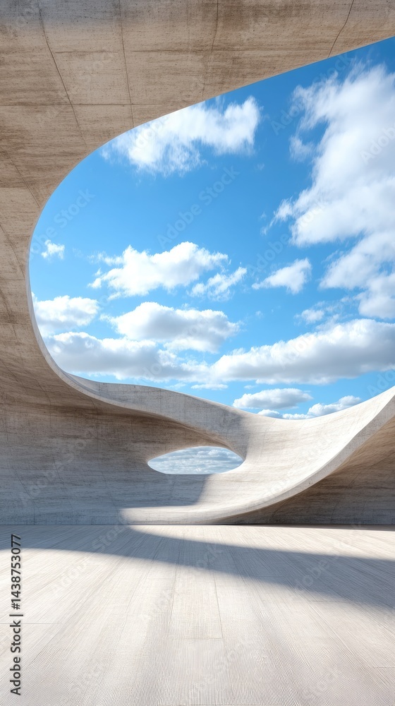Fototapeta premium Abstract concrete structure with sky view
