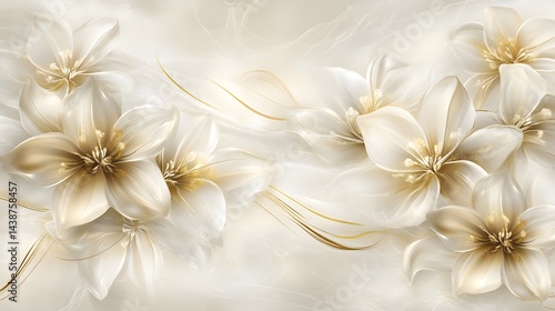 Elegant Gold and White Lily Flowers Artistic Design