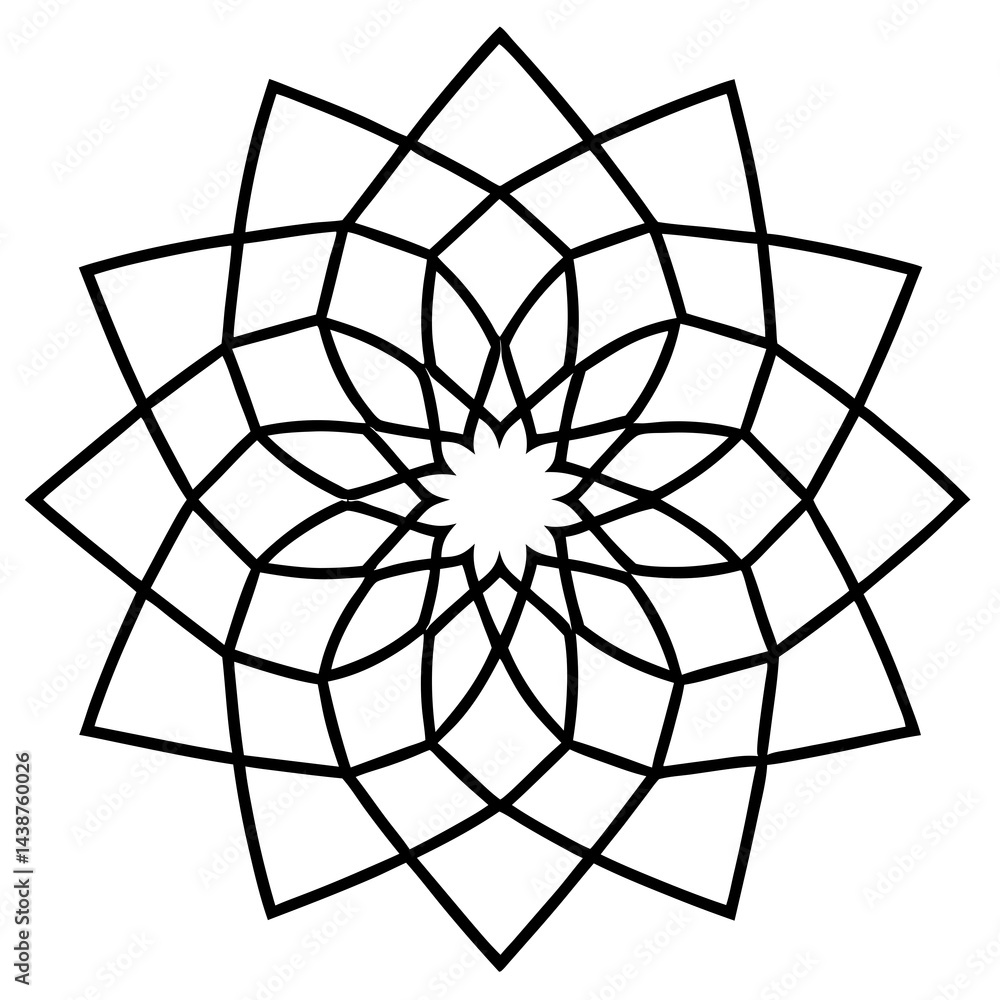 Obraz premium Geometric Mandala Circular Flow Vector on White