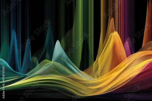 Obraz na płótnie Flowing Spectrum Creates Immersive Visual Representation of Algorithmic Art and Vibrant Color Contrasts w salonie