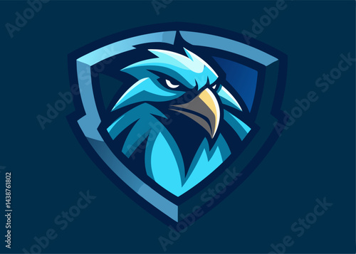 Eagle Emblem in Silhouette: A fierce eagle icon, rendered in a modern, vector-style, symbolizing strength and resolve against a dark backdrop. 