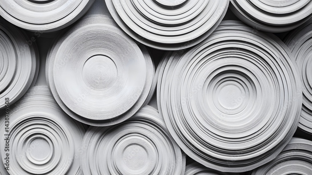 Abstract Grey Concentric Circles Paper Texture Background