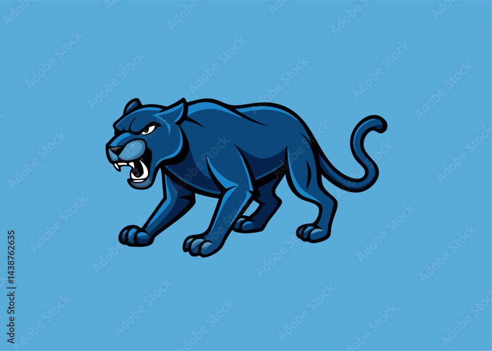 Obraz premium Bold and Fearless: A captivating panther, rendered in bold lines and striking colors, epitomizes the essence of strength and determination, embodying a powerful spirit. 