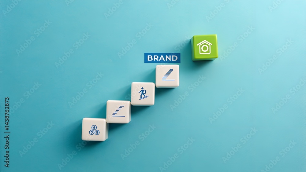 Obraz premium Brand Stairway to Success: A conceptual visual of a 