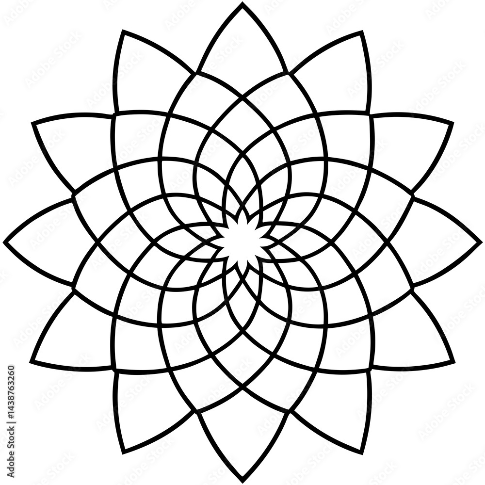 Obraz premium Mandala with Concentric Ellipses Vector on White