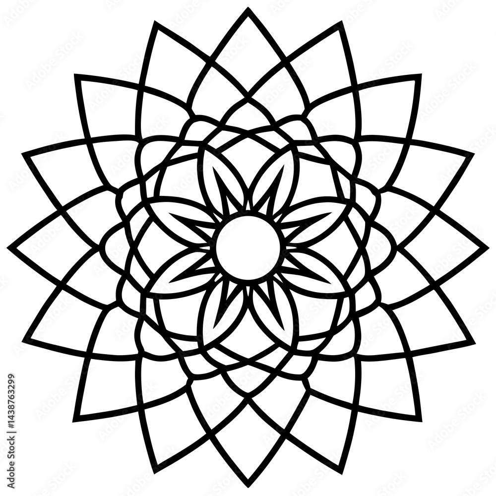Obraz premium Mandala with Concentric Ellipses Vector on White