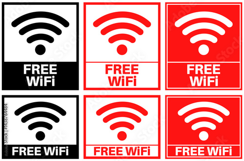 set Collections free wifi caution sign template design vector illustration