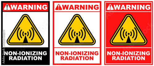 Set warning non ionizing radiation public sign design vector illustration
