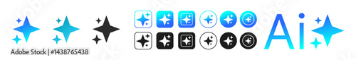 ai icon set. Artificial intelligence stars app logo colorful icon set. Generate icon. AI stars icon. AI generated icon. Ai stars. PNG illustration	