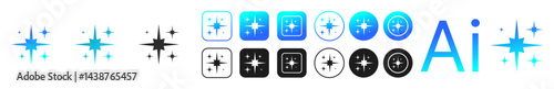 ai icon set. Artificial intelligence stars app logo colorful icon set. Generate icon. AI stars icon. AI generated icon. Ai stars. PNG illustration	