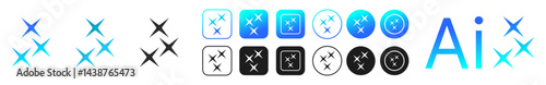 ai icon set. Artificial intelligence stars app logo colorful icon set. Generate icon. AI stars icon. AI generated icon. Ai stars. PNG illustration	