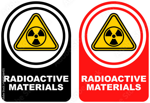 Set vector radioactive materials sign symbol labels sticker design illustration