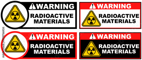 Set warning radioactive materials public sign design vector illustration