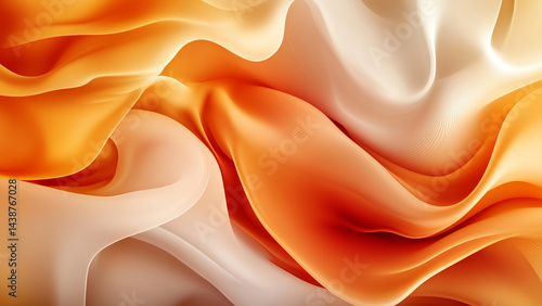 Soft Flowing Abstract Fabric in Orange and Cream Tones