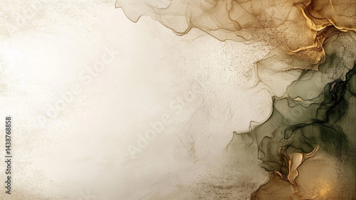 Elegant Ink Flow Abstract with Earthy Tones and Textured Background