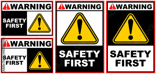 Set Collections safety first warning sign template design vector illustration