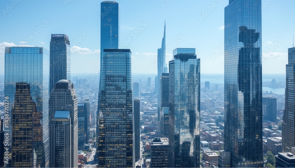 Obraz premium Aerial view of a modern city skyline.