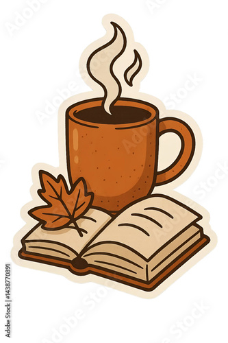 Cozy Autumn Moments: Coffee and Books Sticker