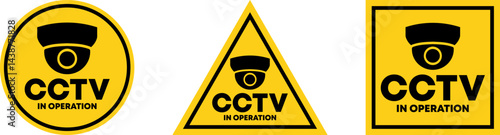 CCTV in Operation Warning Sign – Surveillance Camera Icon