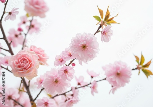 Wallpaper Mural Pastel spring flower flatlay with delicate cherry and roses. Torontodigital.ca