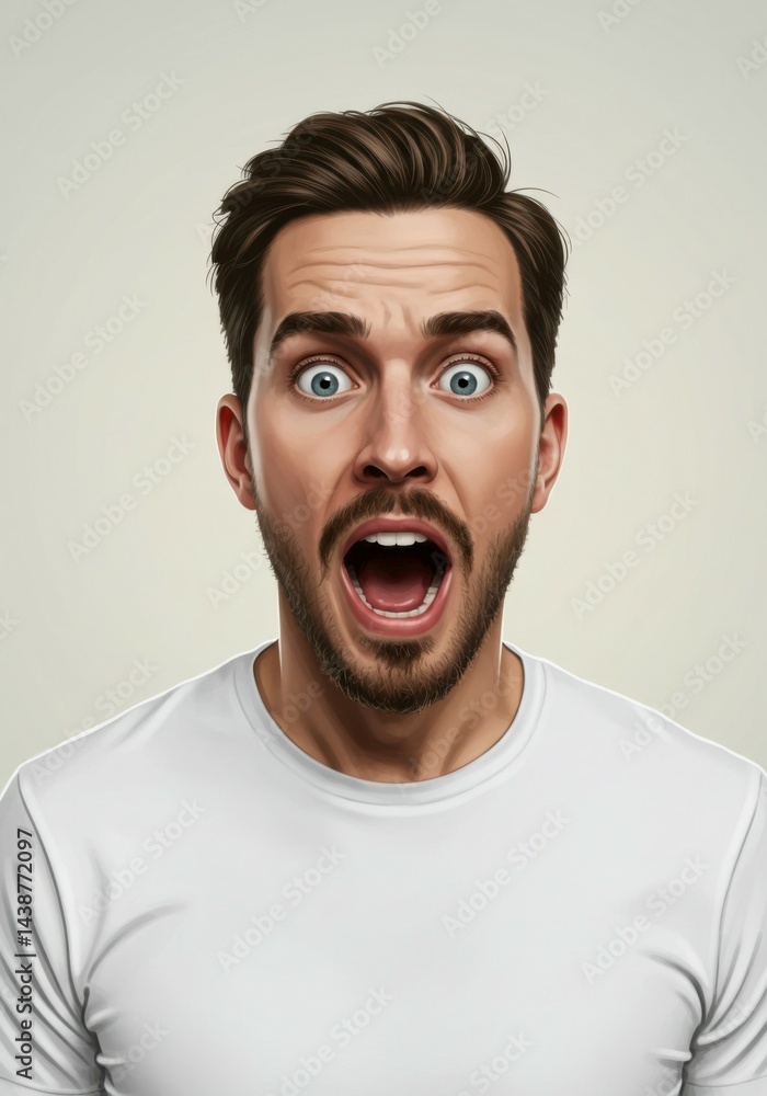 Portrait of surprised man reacting with shock and big eyes. Portrait of surprised man reacting with shock and big eyes.