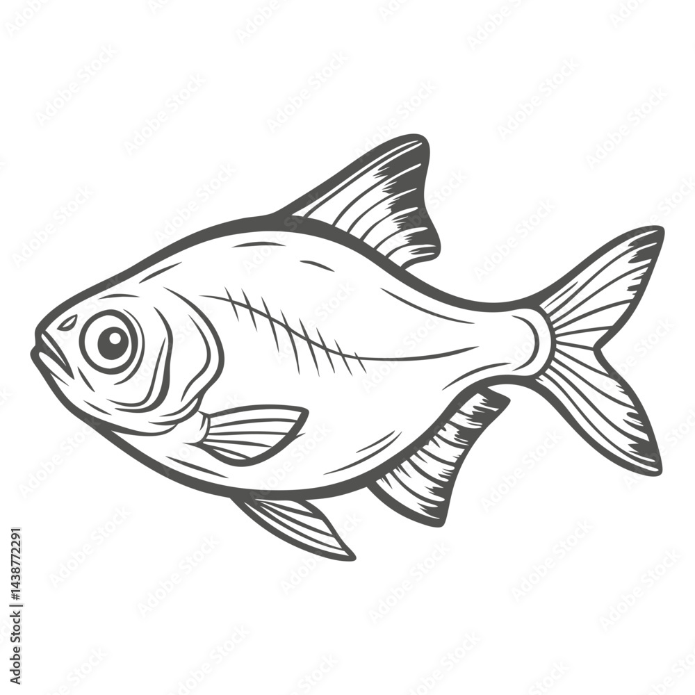 Lemon Tetra Fish Line Art Illustration Lemon Tetra Fish Line Art Illustration